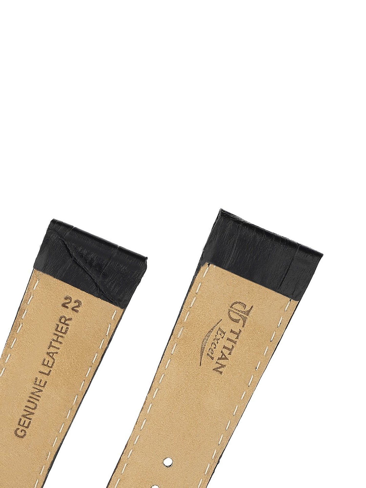 22MM BLACK Titan Genuine Leather Strap for MEN