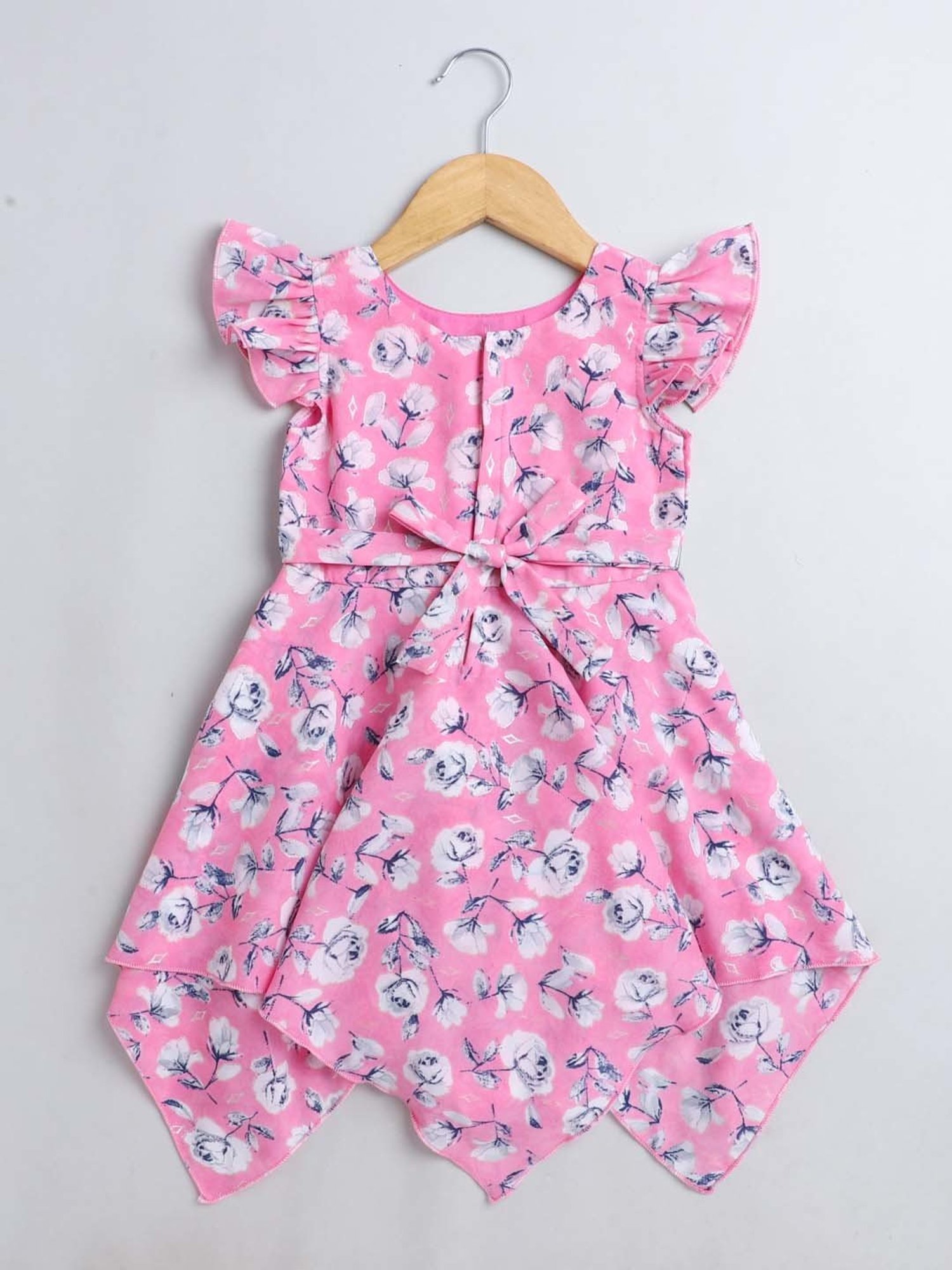The Magic Wand Kids Pink & White Floral Print Dress