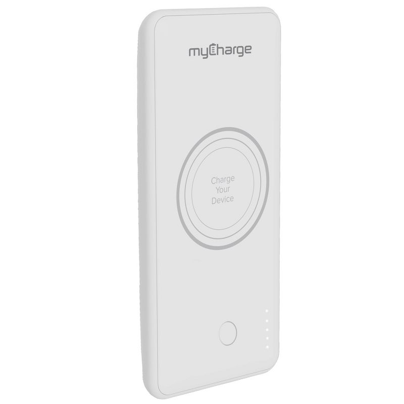 myCharge Unplugged Qi 10000 mAh/10W Wireless Charger + Dual USB-A Port Power Bank - White