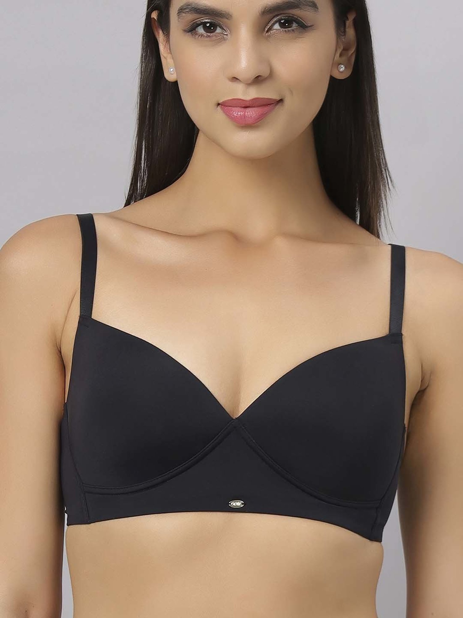 Soie Black Plain Bra Panty Set