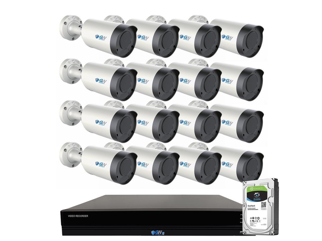 GW Security 4K (8MP) Smart AI Spotlight Color Night Vision Security Camera System, 32 Channel H.265+ 8MP NVR, 24 x UHD 4K POE Microphone 2.8-12mm Varifocal Lens Human Detection Bullet Camera