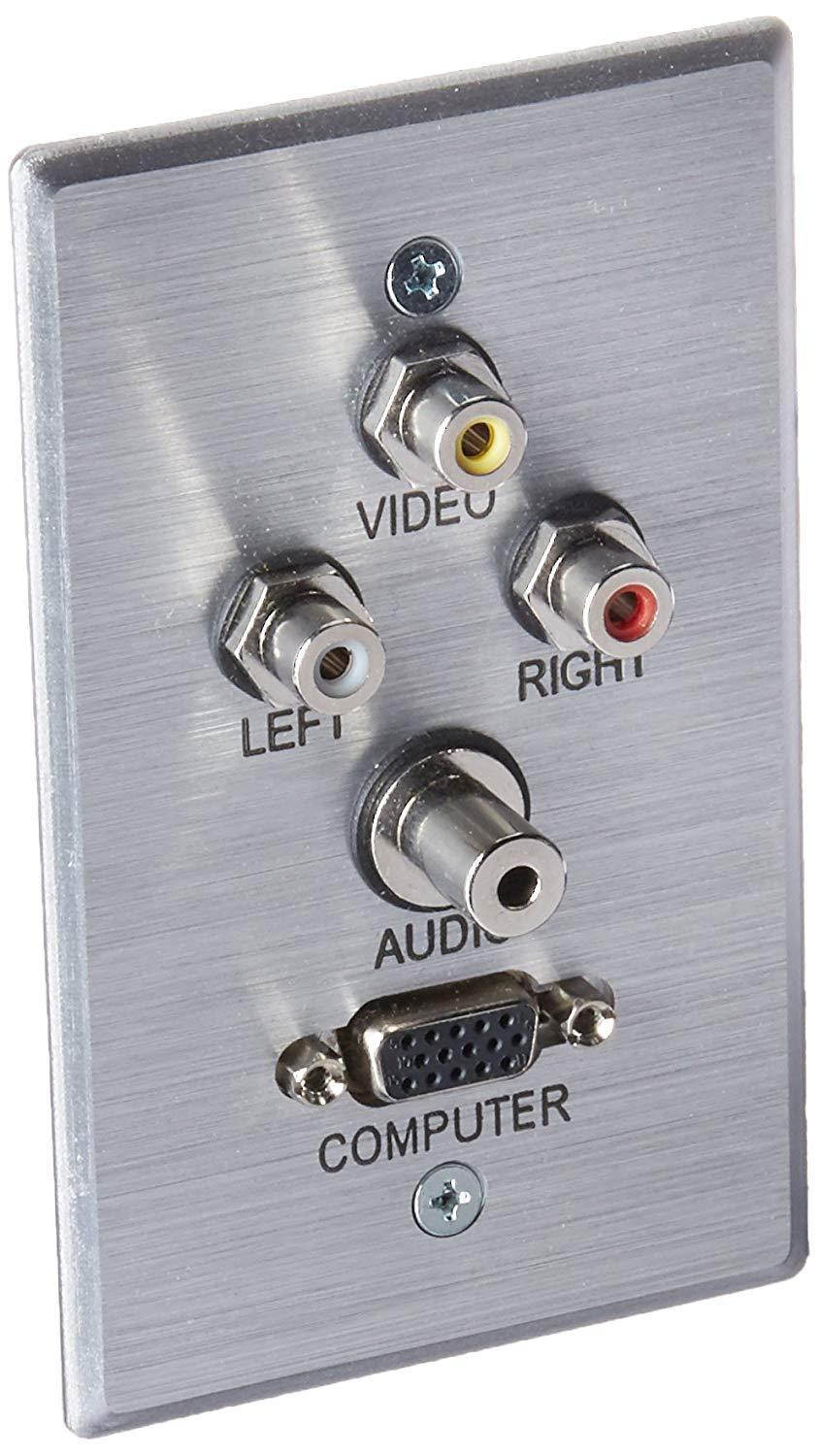 C2G/Cables to Go 40498 VGA, 3.5mm Audio, Composite Video and RCA Stereo Audio Pass Through Single Gang Wall Plate
