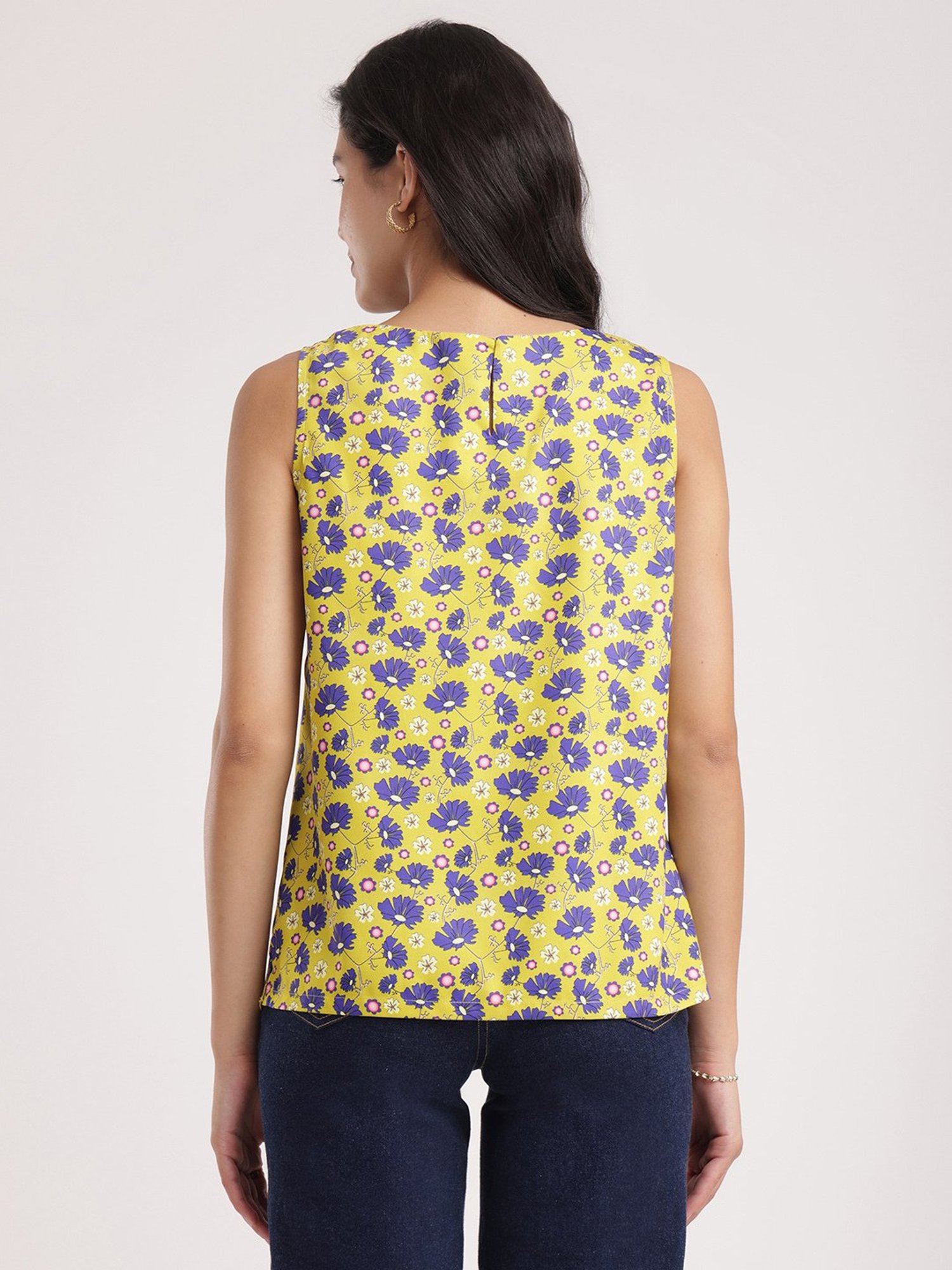 Fablestreet Yellow Floral Print Top