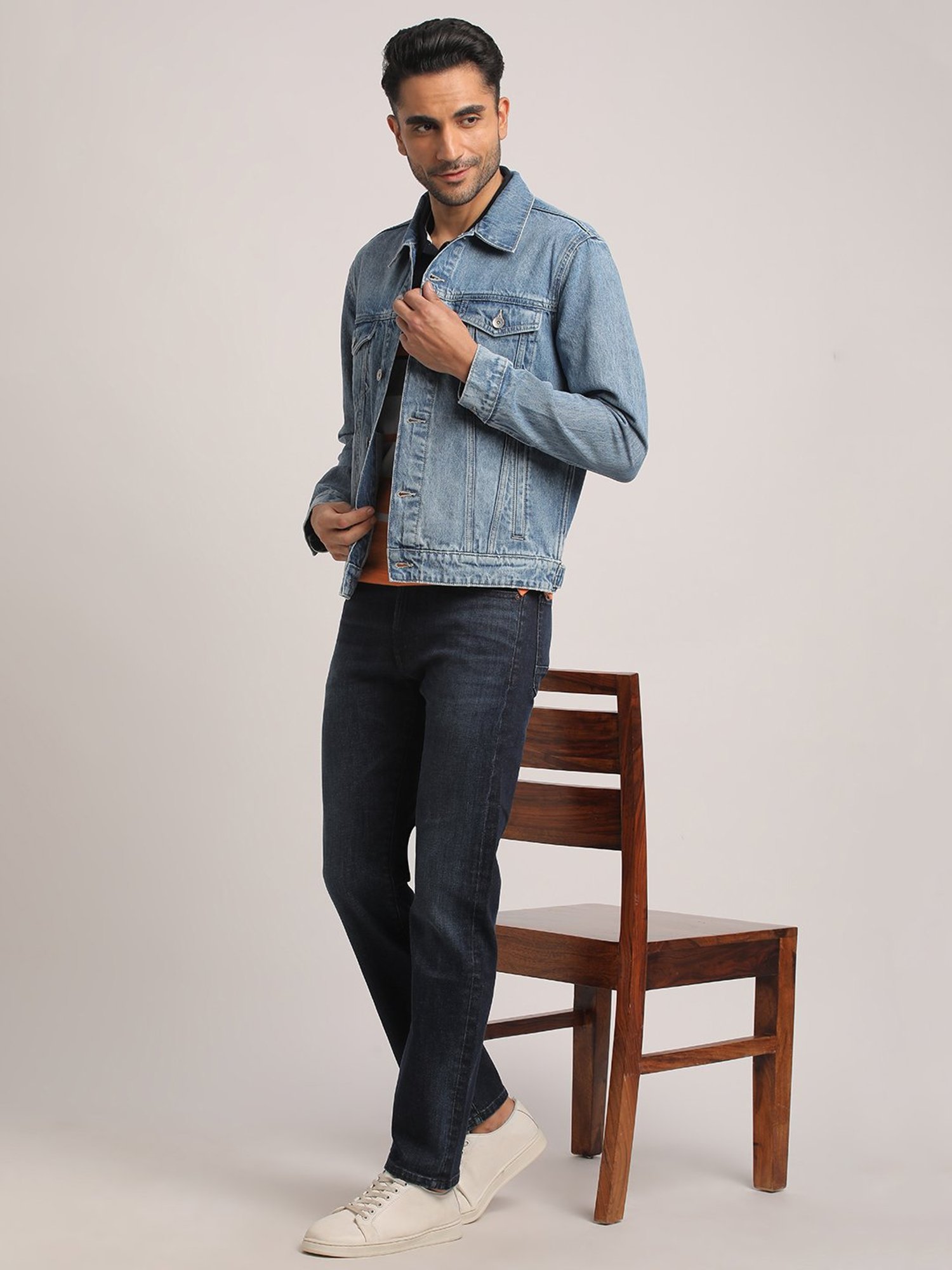 EVERBLUE Light Blue Regular Fit Denim Jacket