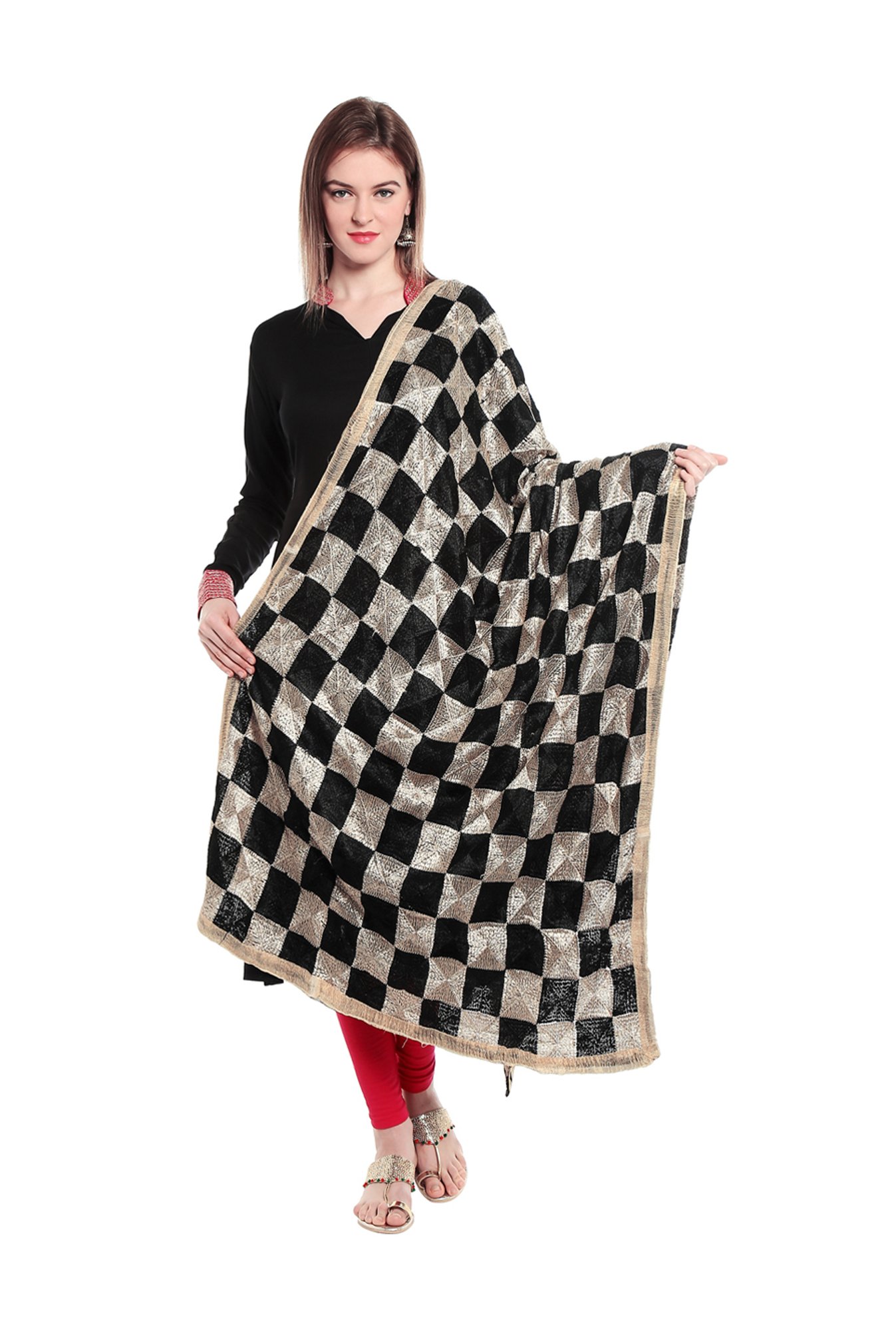 Dupatta Bazaar Black & Beige Dupatta