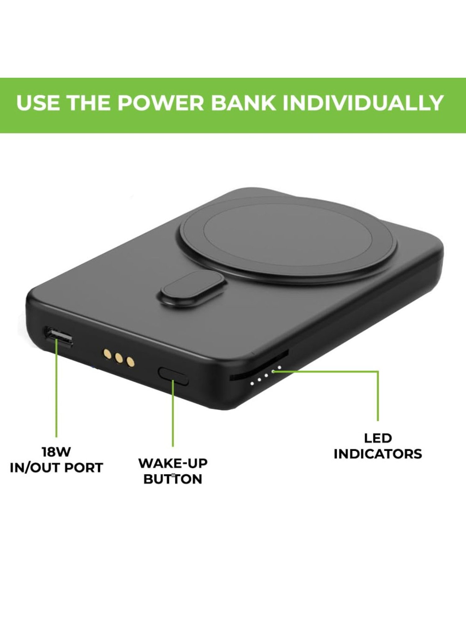 ULTRAPROLINK UM1006GO 3in1 Folding 20W Magnetic Power Bank for iWatch, Airpods &  Earbuds (Black)