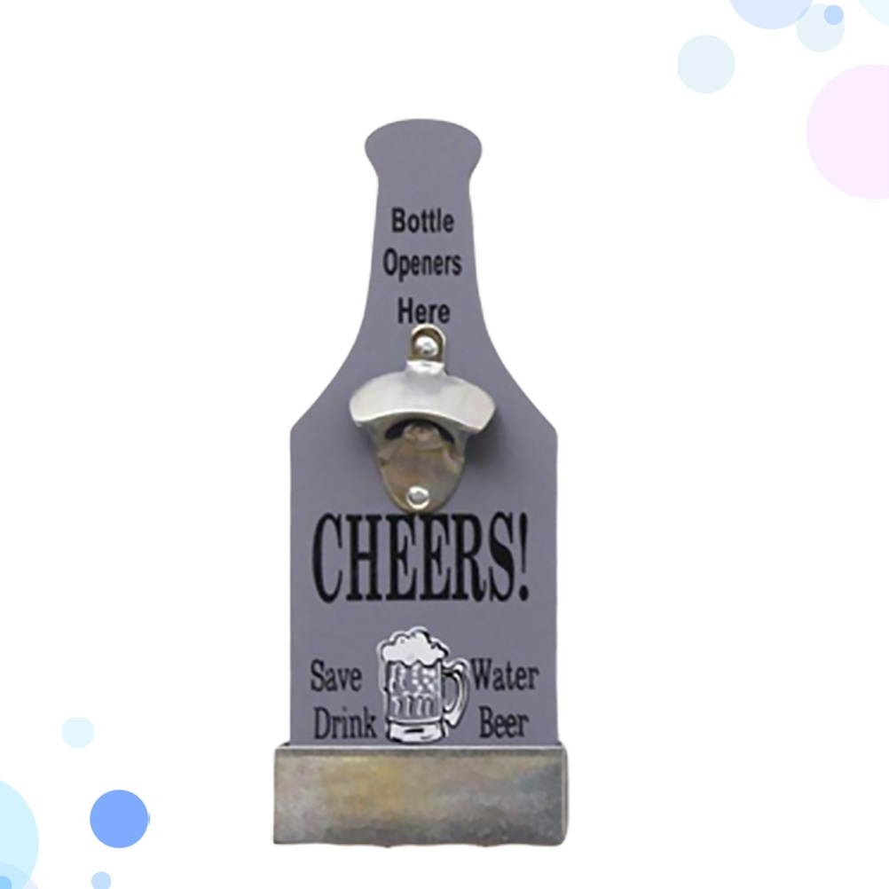 1PC Unique Beer Opener Vintage Bottle Opener Wall Mounted Decoration Drinking Accessories Party Supplies (Light Grey)