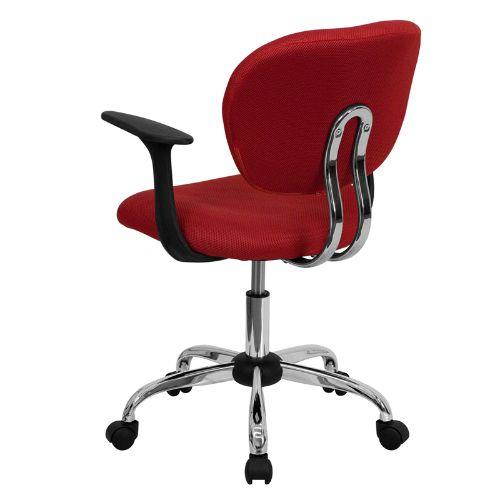 Mid-Back Red Mesh Padded Swivel Task Chair with Chrome Base and Arms