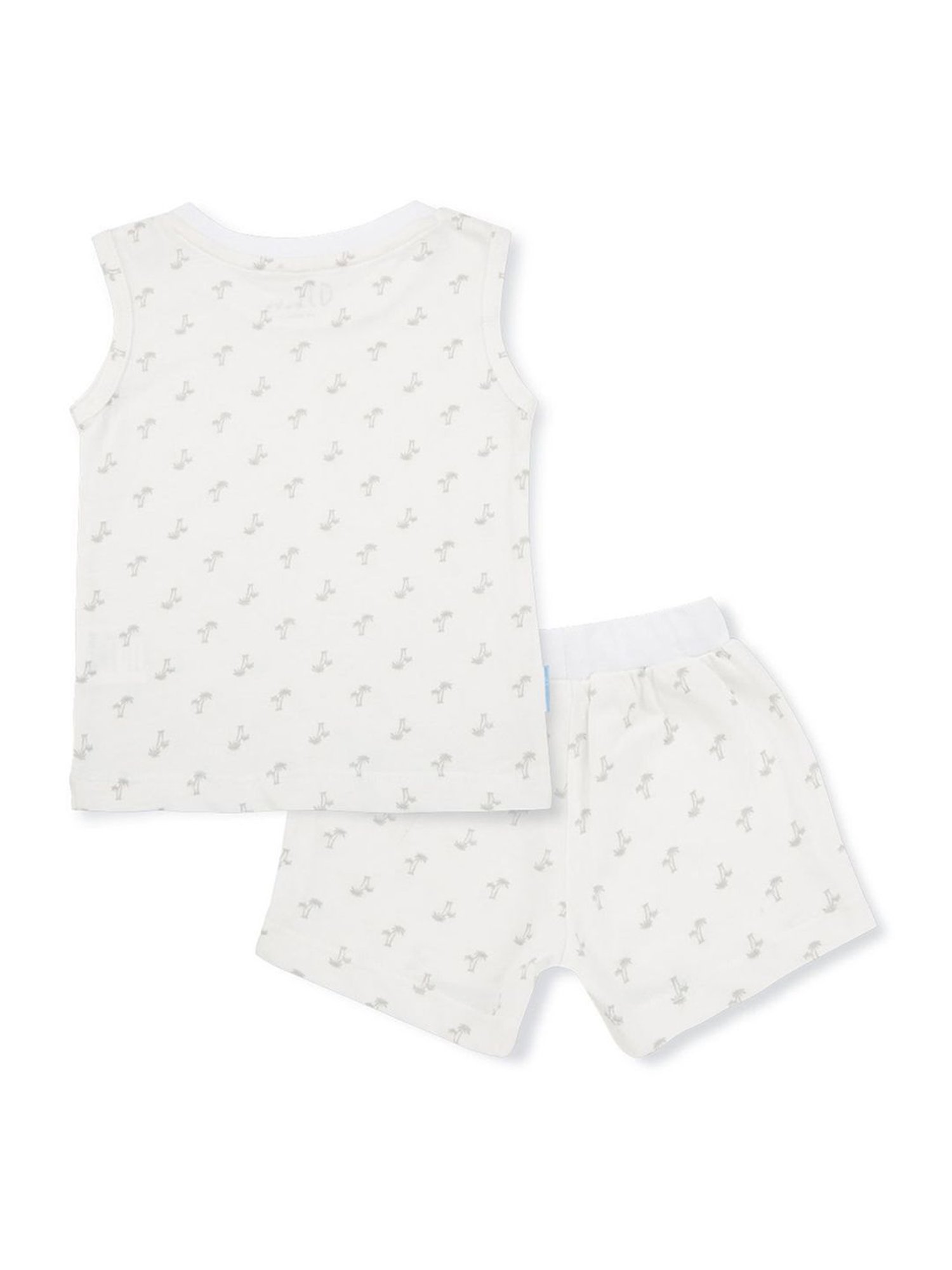 Gini & Jony Kids White Cotton Printed Vest Set