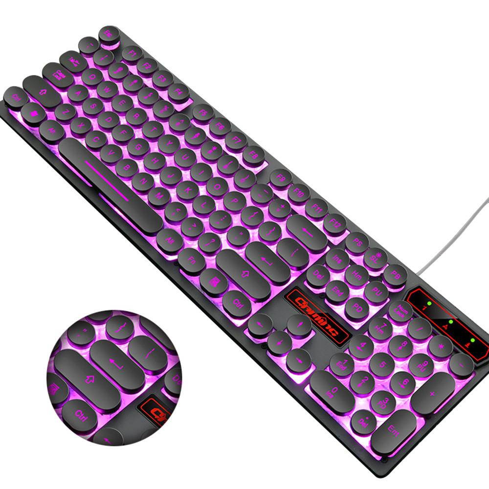 2018 NEW V8 Retro Punk USB Wired Backlit Gaming Desktop Keyboard 104 Key Round Keycap Keys PC Keyboard Dropshipping B Keyboard