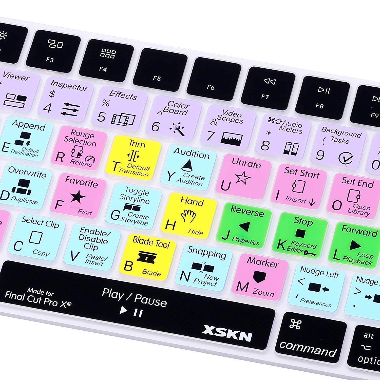XSKN Magic Keyboard Final Cut Pro X Shortcut Keyboard Cover, XSKN Durable FCPX Hotkeys Silicone Keyboard Skin for Apple Magic Keyboard MLA22LL/A, MLA22B/A (US & EU version)