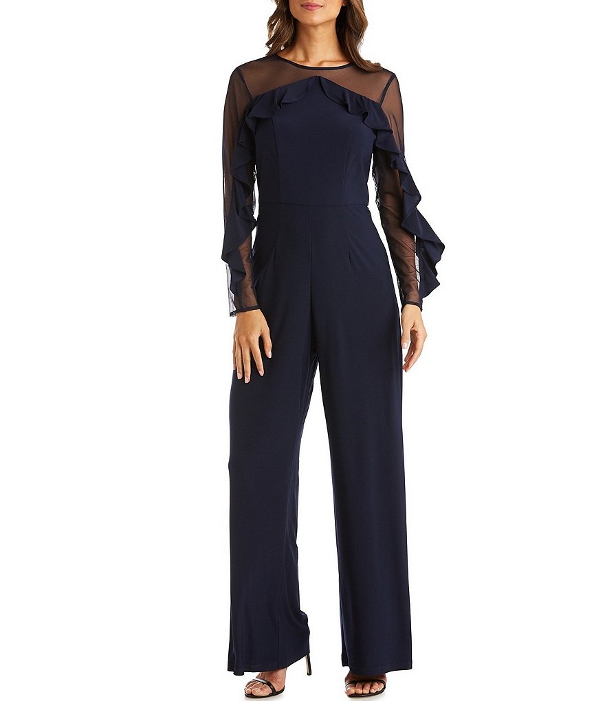 Tahari ASL Sequin Long Sleeve Crepe Jumpsuit
