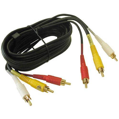 3-RCA Composite Video Audio A/V AV Cable GOLD -25 ft