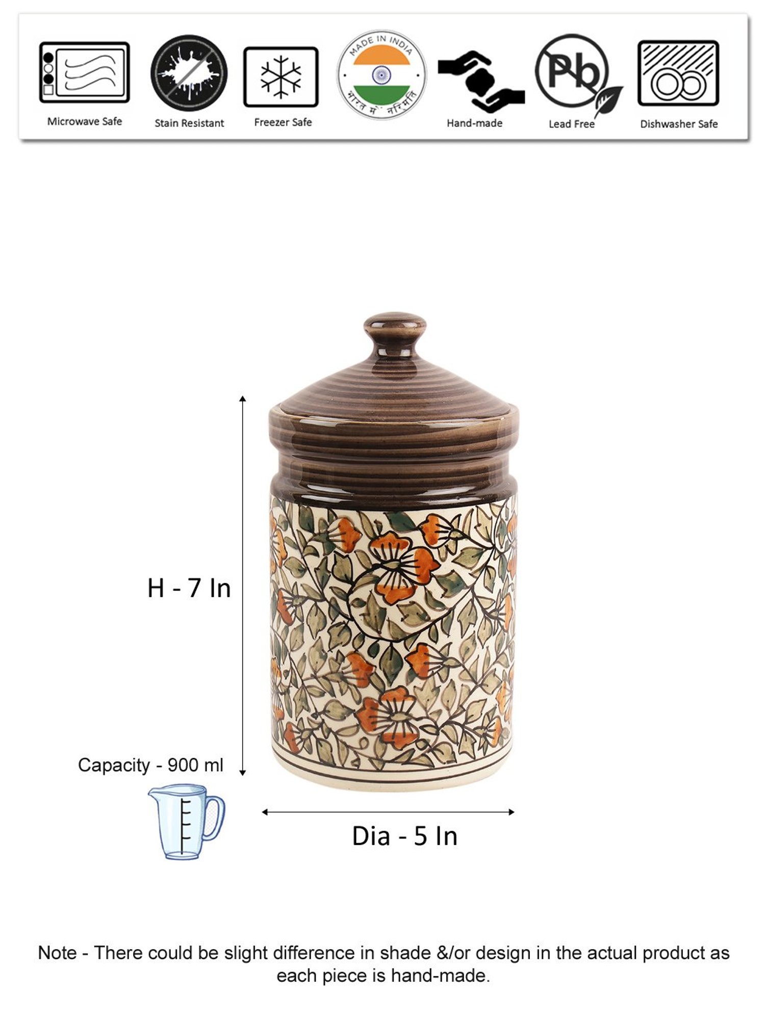 VarEesha Blue Ceramic Jar - Set of 1