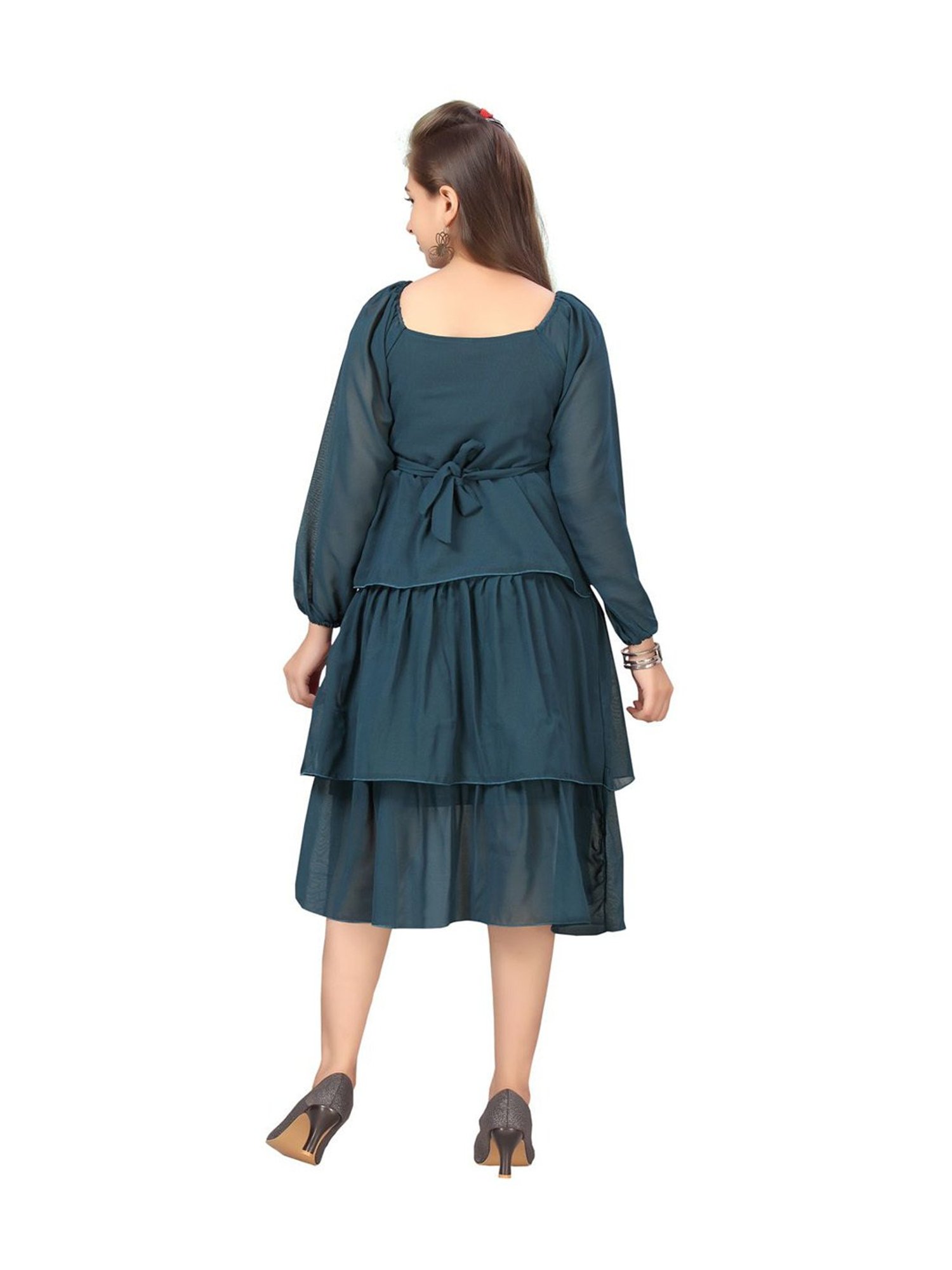 Aarika Kids Green Regular Fit Full Sleeves Dress