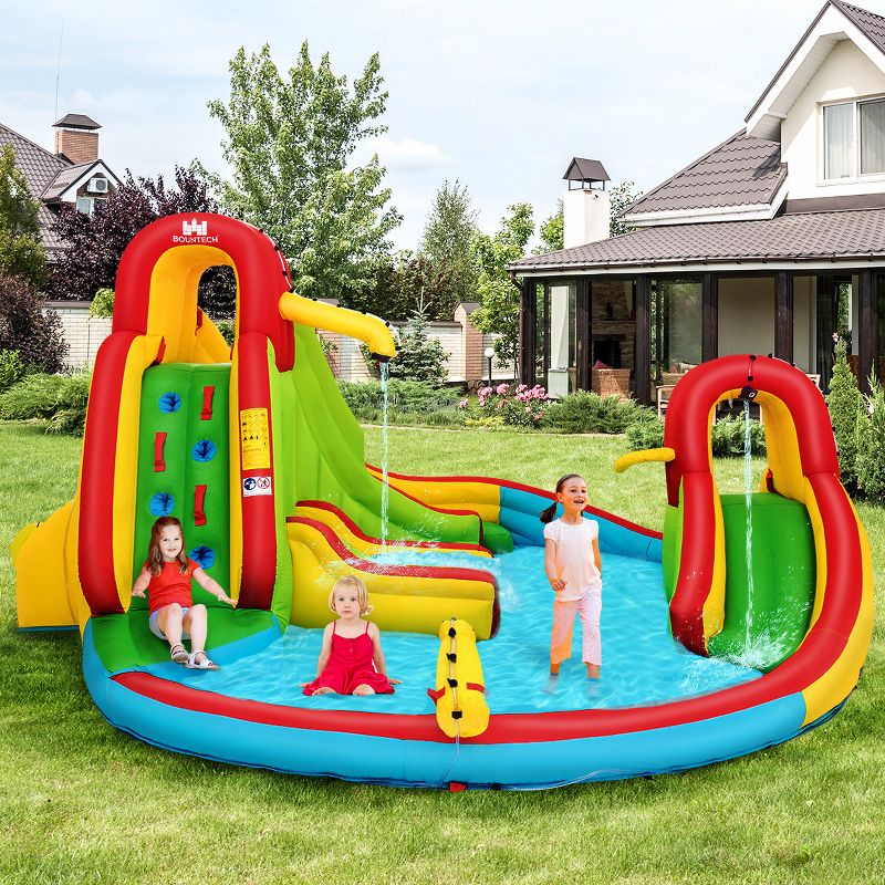 Kids Inflatable Water Slide Bounce Park Splash Pool w/Water Cannon & 480W Blower