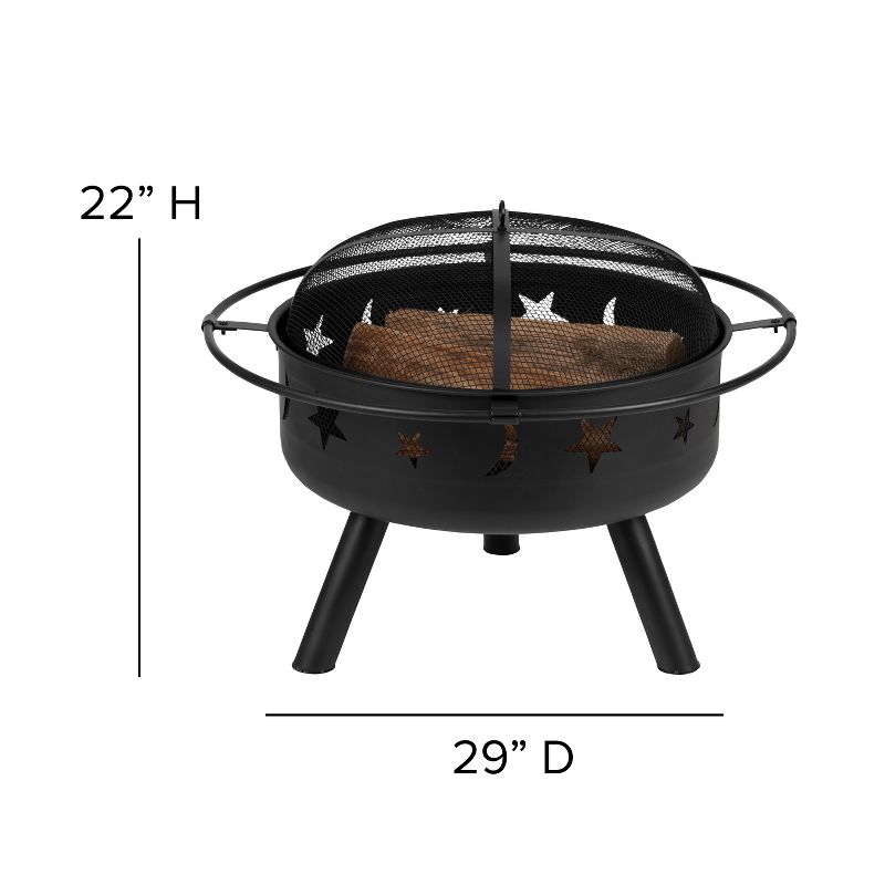 Flash Furniture 29" Round Wood Burning Firepit with Mesh Spark Screen