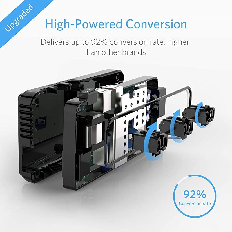 Universal Travel Adapter 220V to 110V Voltage Converter with 6A 4Port USB Charging and UKAUUSEU Worldwide Plug Adapter Black