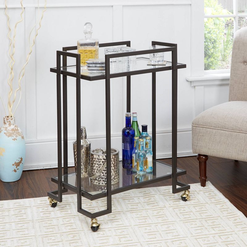 Welland 2 Tier Rectangular Serving Cart Gold - Silverwood