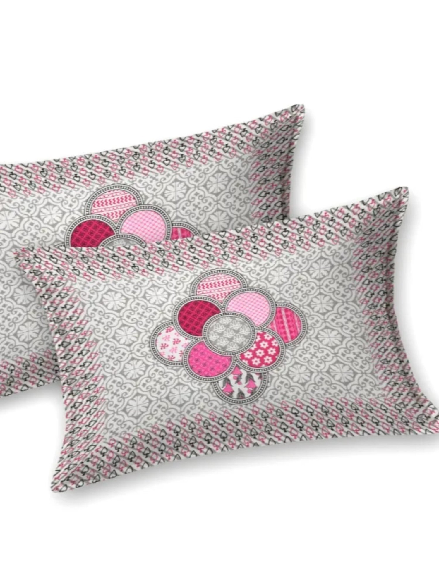 Living Roots Printed Pink 240 TC Cotton Bedsheet with 2 Pillow Covers