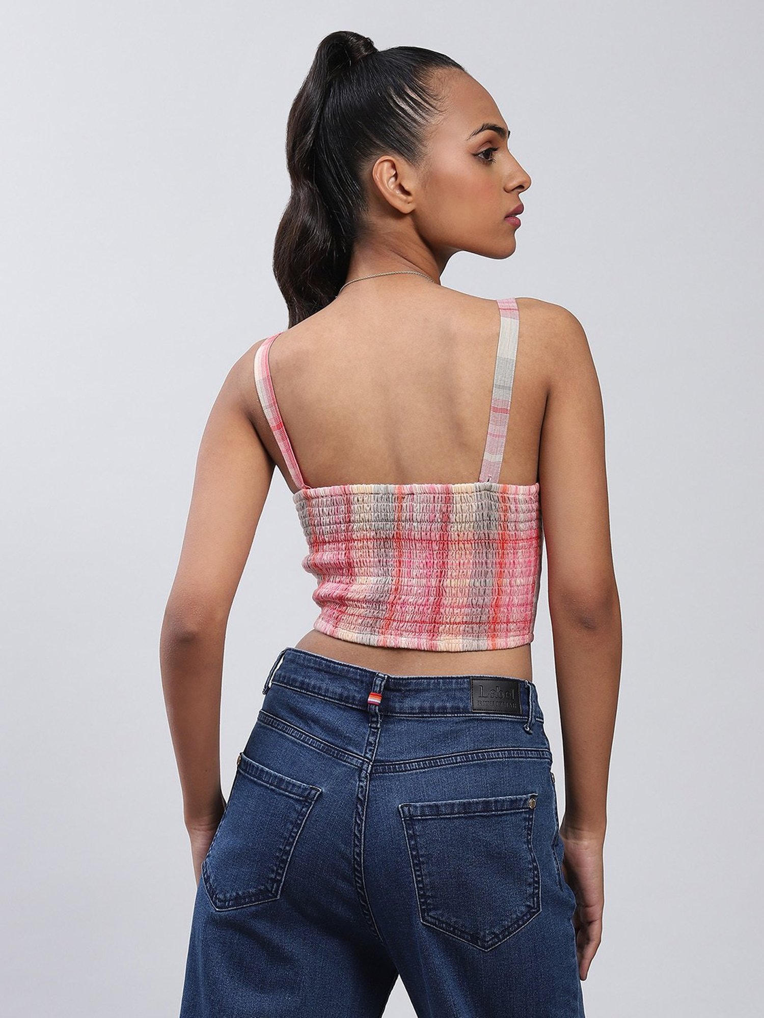 Label Ritu Kumar Pink Check Crop Top