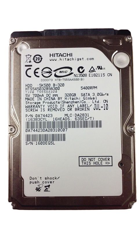 Hitachi Travelstar 5K500.B HTS545032B9A300 320GB 2.5" SATA II Laptop HDD
