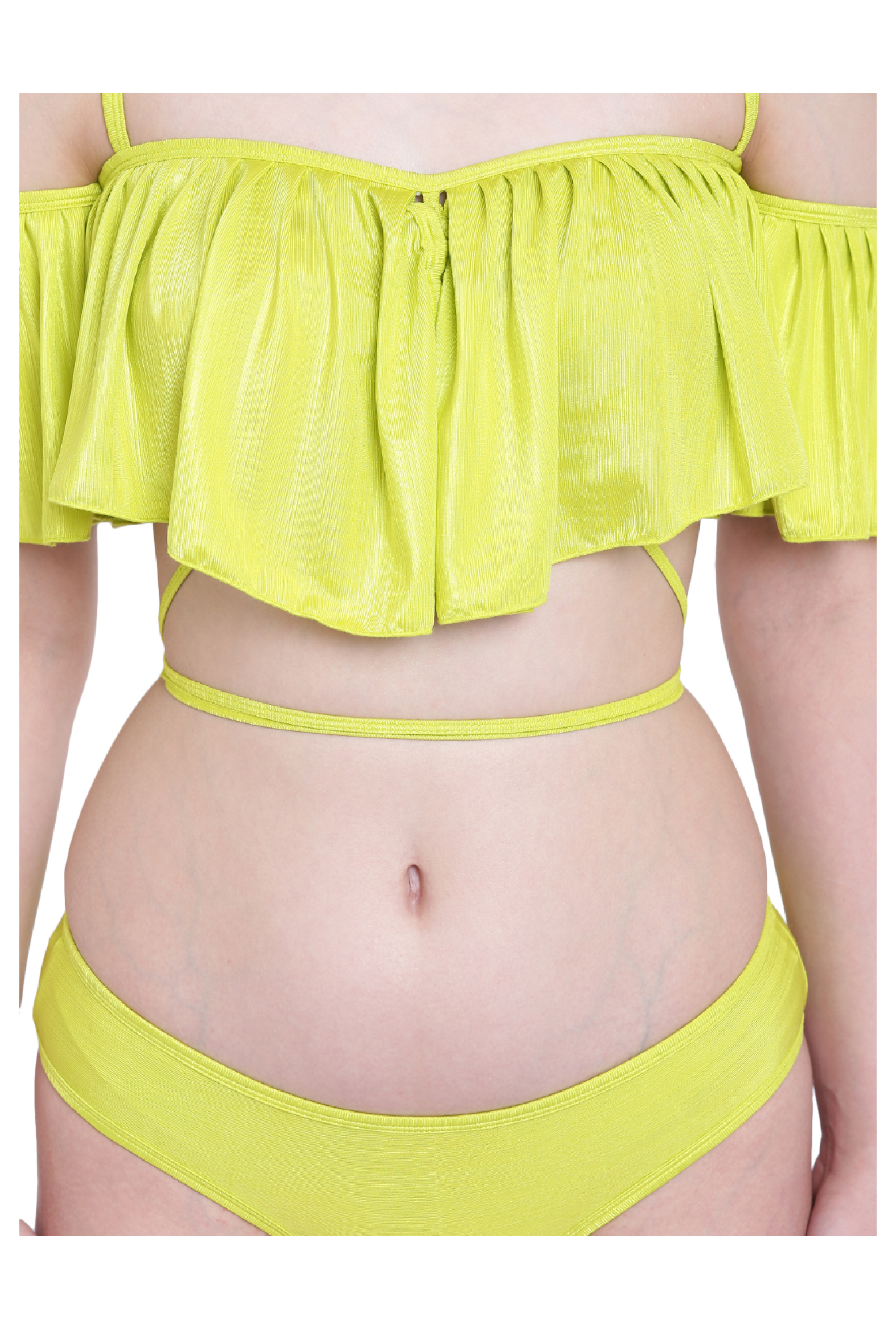 La Intimo Lime Striped Bra & Bikini Panty