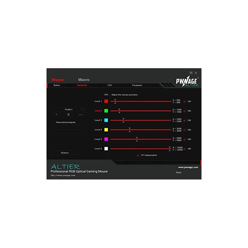 Altier Pro Gaming Mouse - 3360 Optical - Wired RGB 16.8 Million Spectrum Lighting - 7 Programmable Buttons - 12,000 DPI Optical Sensor - PixArt PMW3360