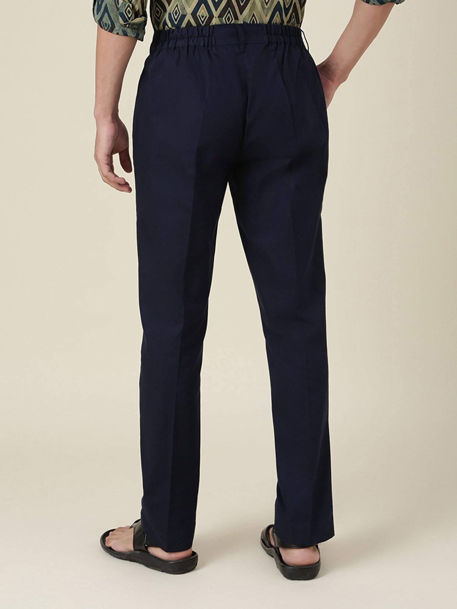 WES Casuals by Westside Olive Relaxed-Fit Mid-Rise Cotton Blend Joggers