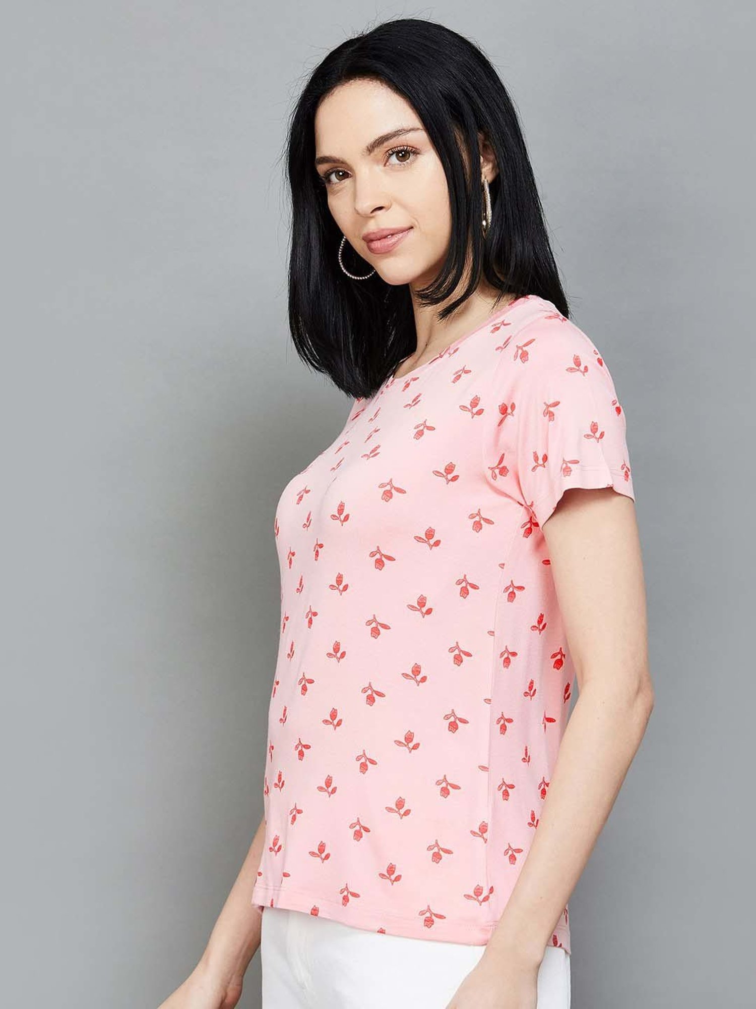 Colour Me by Melange Pink Printed T-Shirt