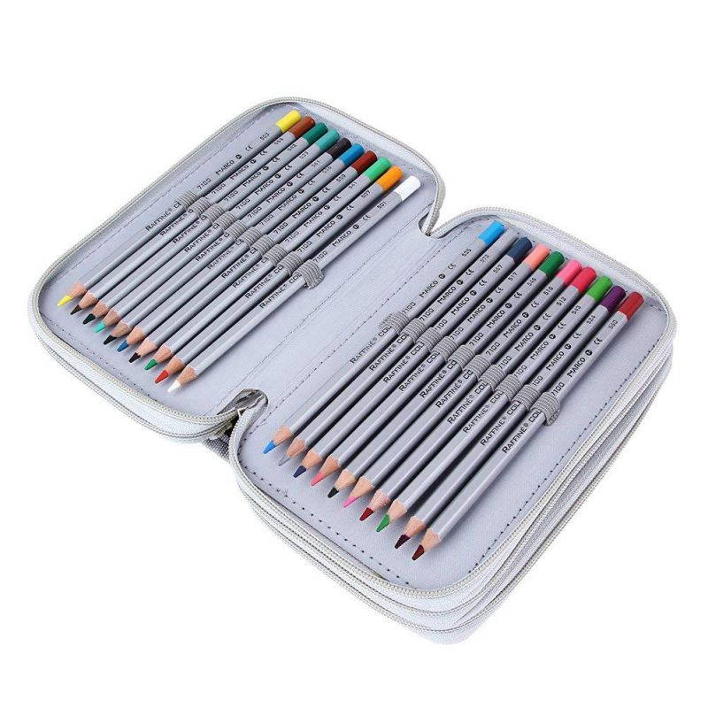 O,Like Large Capacity Oxford 72 Piece Colors Multi-layer Pencil Case Pen Bag Pouch Stationary Case Art Sketch pencil holder bag (grey)