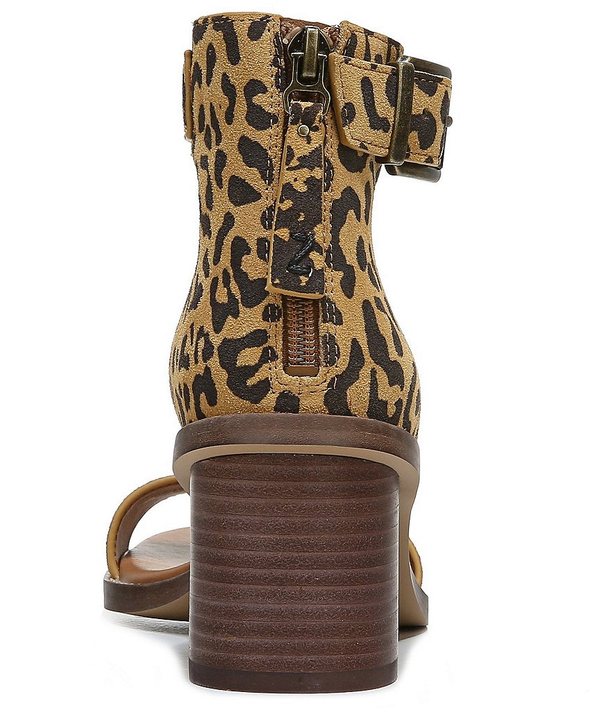 Zodiac Ilsa Leopard Printed Suede Ankle Strap Block Heel Sandals