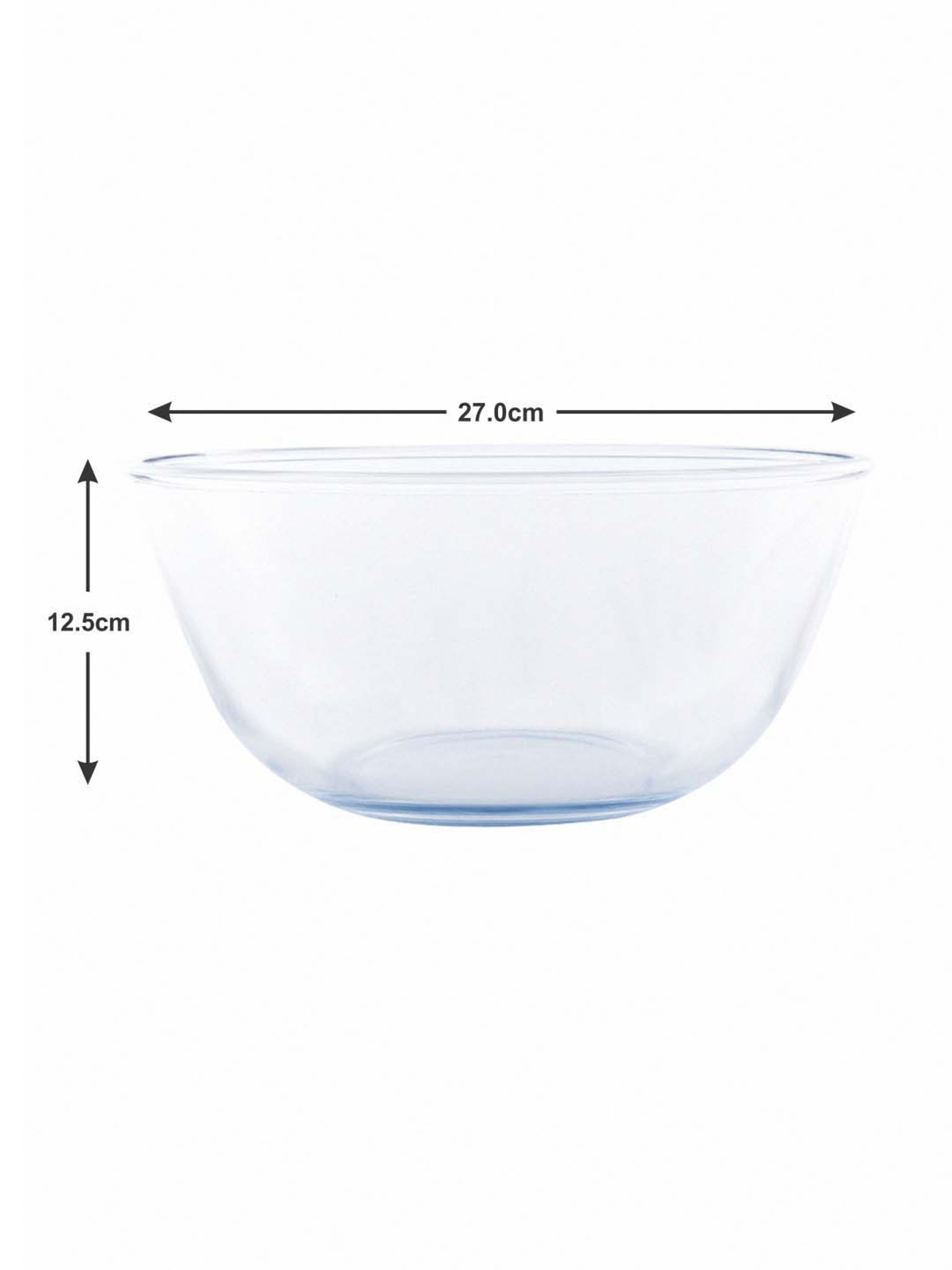 Goodhomes Transparent Glass 27 cm Mixing Bowl (3.7 L) - Set of 1