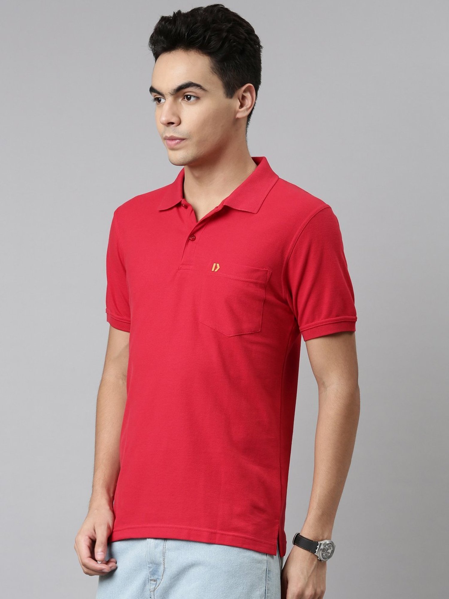 Dixcy Scott Maximus Red Cotton Regular Fit Polo T-Shirt