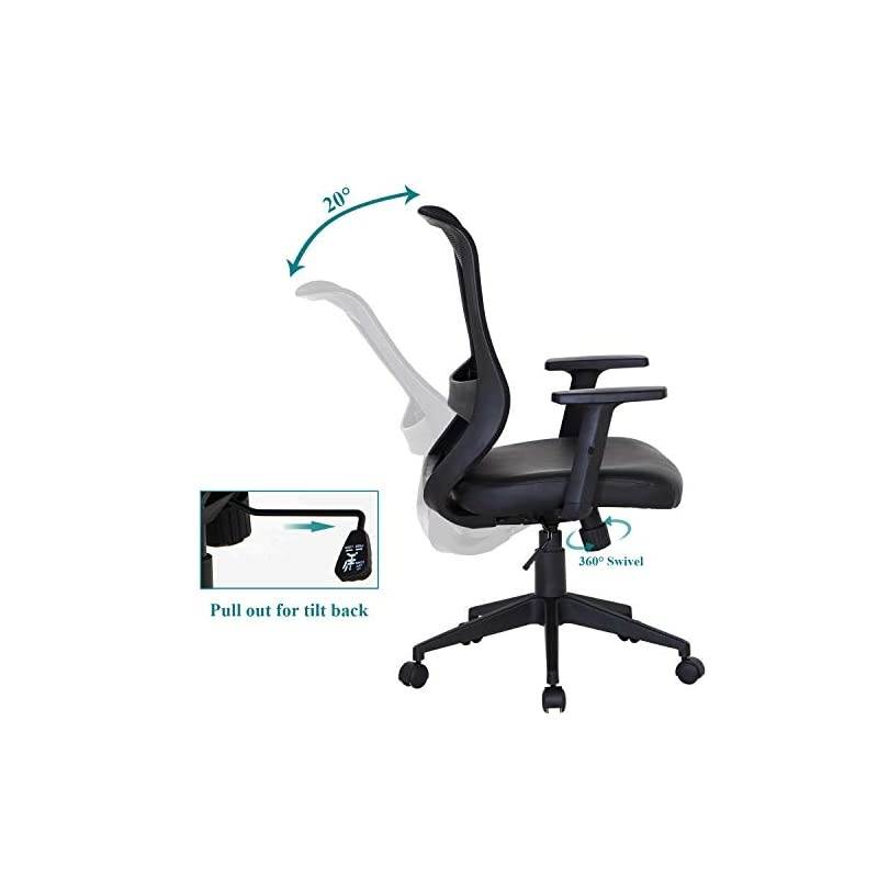 Office Computer Desk Chair with PU Padded Seat Cushion, Adjustable Armrest, Ergonomic Lumbar Support for Task Work, Black