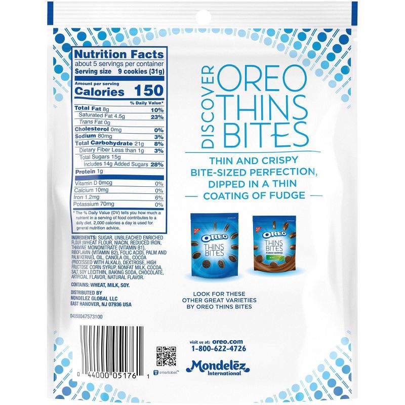 Oreo Thins Bites Fudge Dipped Original Sandwich Cookies - 6oz