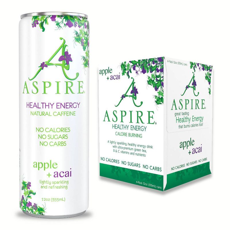 Aspire Healthy Energy Apple + Acai - 4pk/12 fl oz Cans