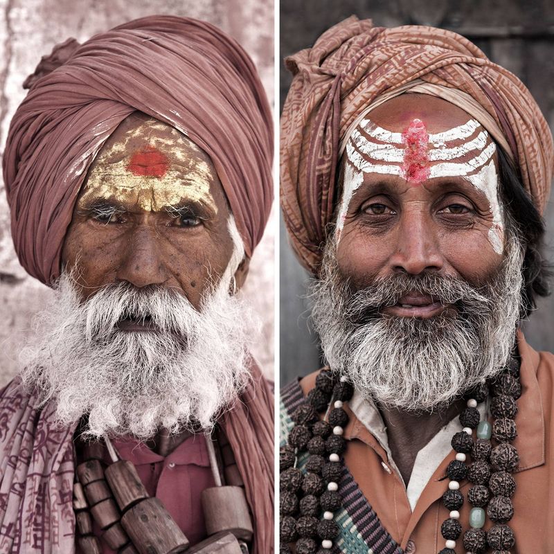 6" Double Sided Hindu Sadhu Canvas Room Divider Pink/Beige - Oriental Furniture