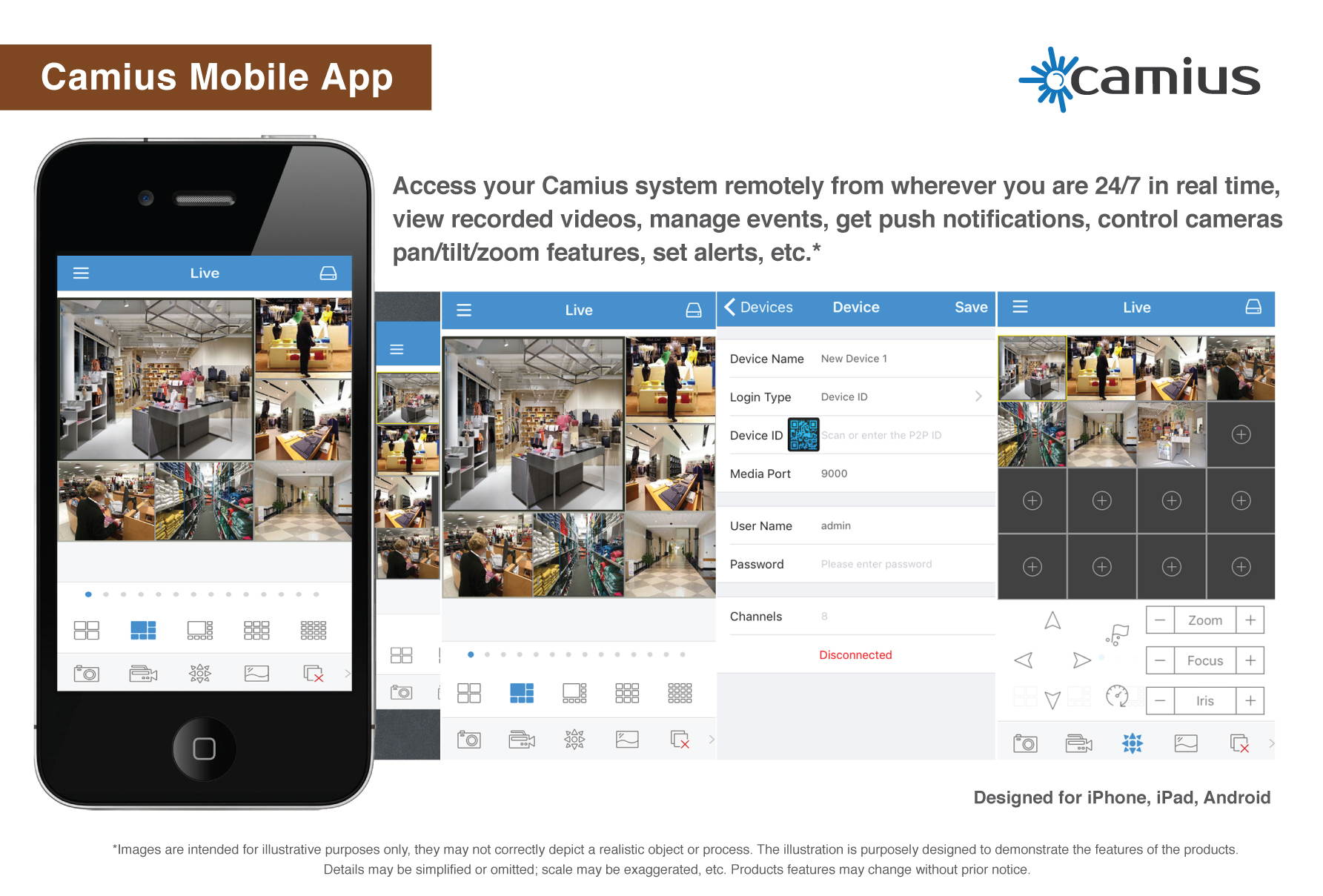 Camius GuardMA 4MP IP Dome Security Camera, microSD storage, Motorized varifocal 2.8~12mm lens, H.264/H.265, Night Vision, PoE, Onvif, Audio/Alarm/BNC cables, Reset, DDNS, RTSP, FTP/Dropbox