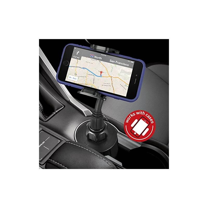 Car Cup Holder Phone Mount Secure Fit for Phones up to 41 Wide Cup Phone Holder for Car with Flexible Gooseneck amp 360&deg; Rotatable Cradle Universal Vehicle Fitment Cell Phone Cup Holder