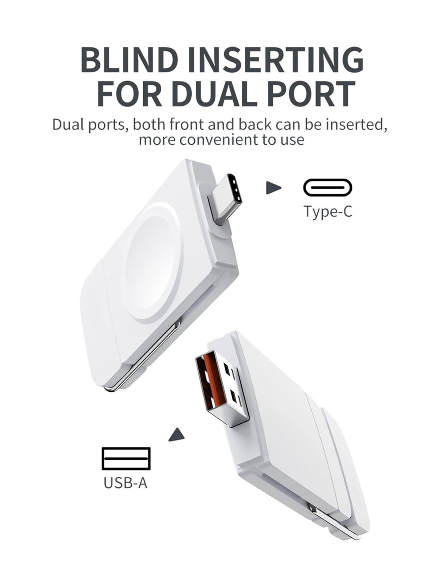 UNIGEN UNIPORT Magnetic Watch Portable Charger with USB-C & USB-A Port (White)