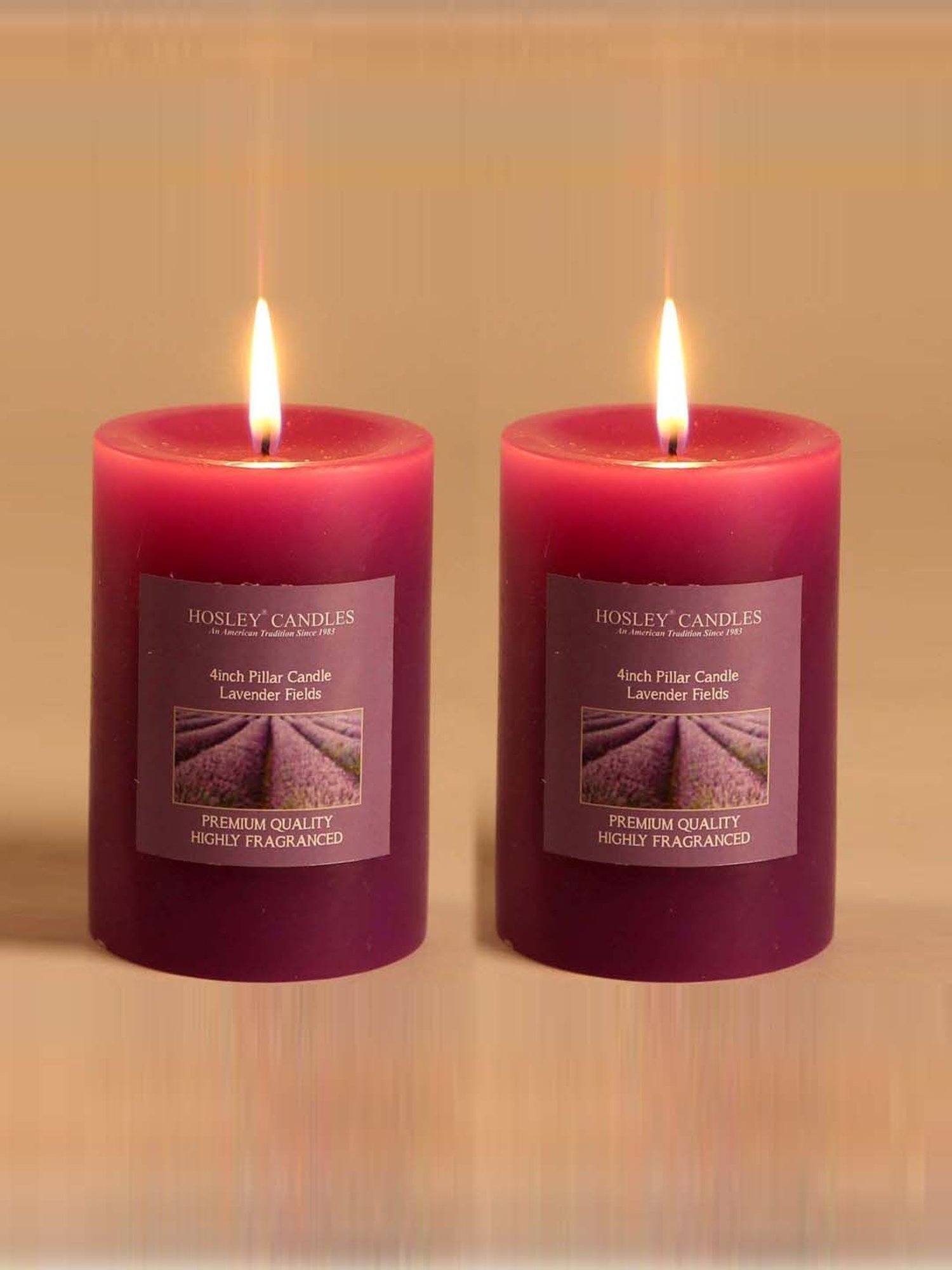 HOSLEY Purple Wax Pillar Candle - Set of 2