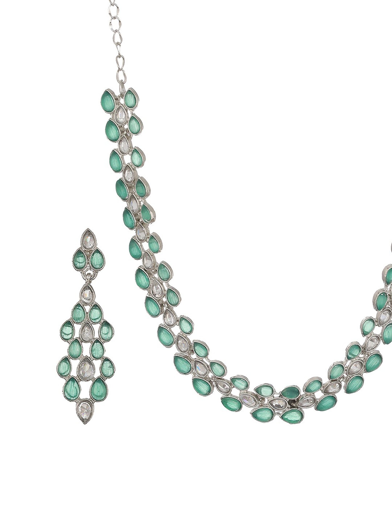 Aatmana AD-Studded Green Necklace & Earring Set