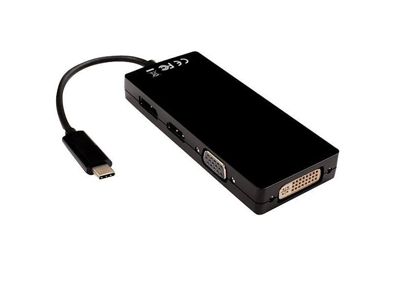 V7 USB C Male/ Female, Black V7UC-DPHDVGADVI-BLK