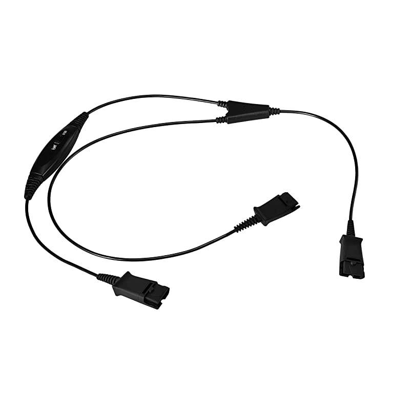 Supervisor Splitter YCord with Switchable Mute Button and Volume Control for Plantronics and  Headsets | Use for Coaching Supervising Training Monitoring Calls