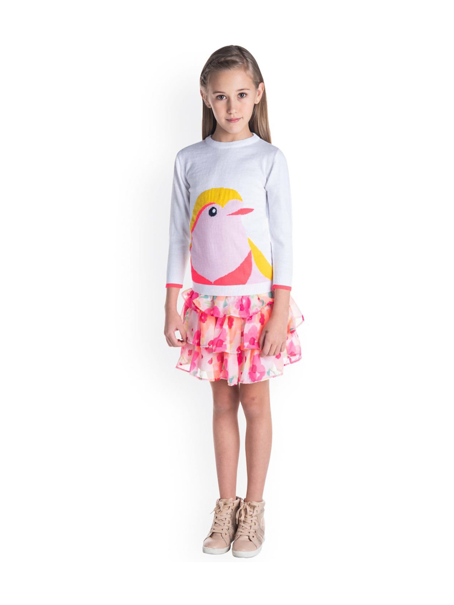 Cherry Crumble By Nitt Hyman Kids White Printed Sweater