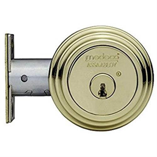 Medeco Maxum 11-R503-605-PA Bright Brass 605 Grade 1 Single Cylinder Tubular Deadlock Deadbolt With 2-3/8" Backset And 1" Faceplate, High Securitytriot Biaxial Keyway