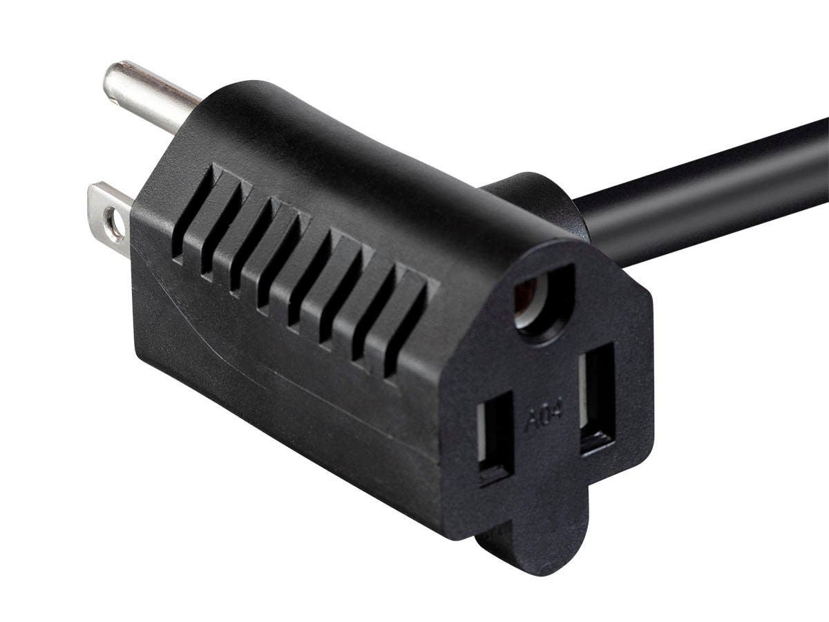 Monoprice Piggyback Extension Cord - 6 Feet - Black | NEMA 5-15P/R to IEC 60320 C13, 16AWG, 13A, SJT, 125V