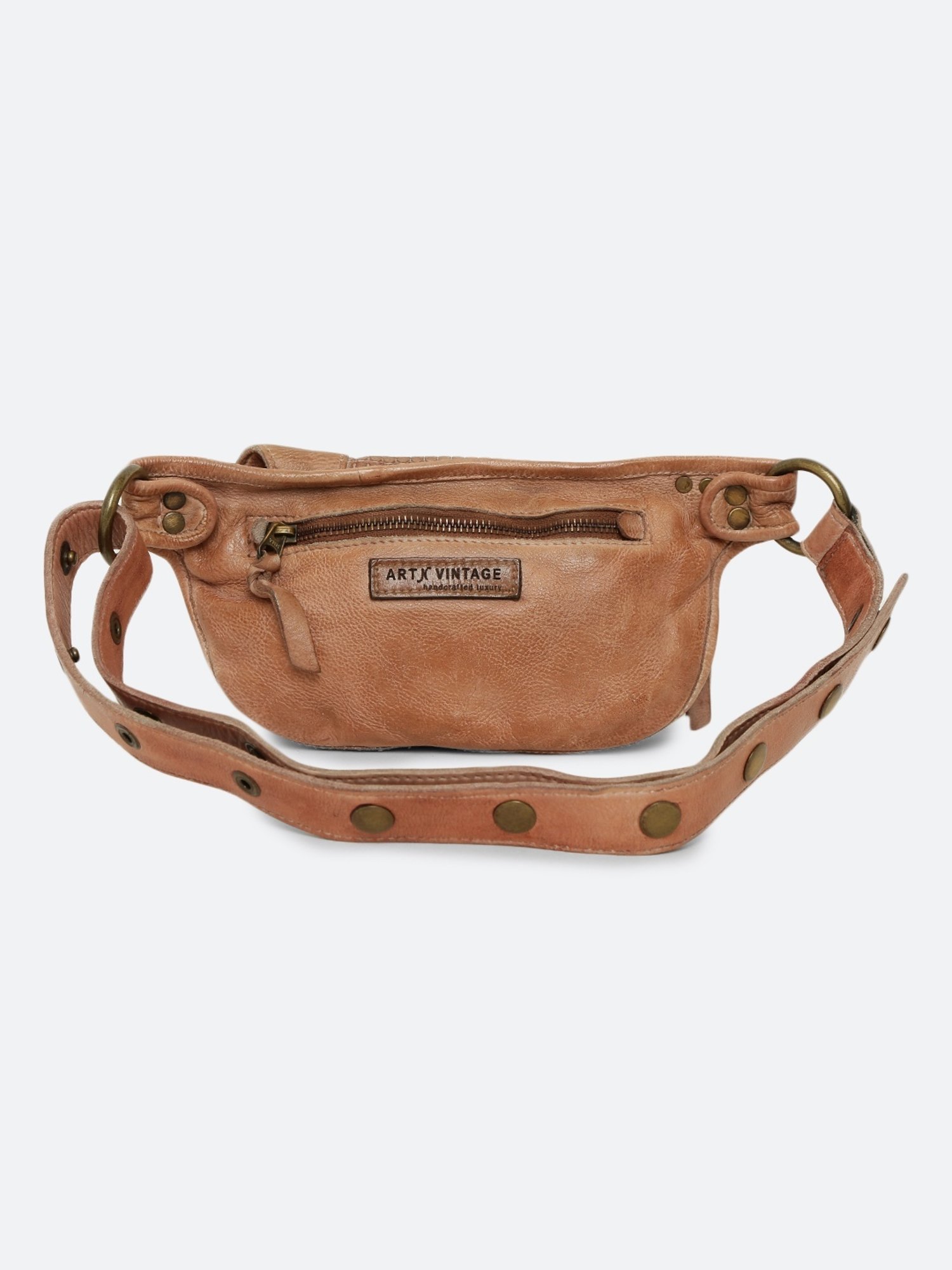 Art N Vintage  Brown Leather Textured  Waist Pouch
