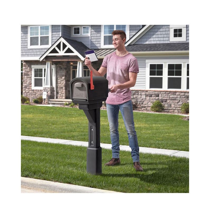 Step2 583299 MailMaster Express Plastic Post Mount Home Modern Mailbox, Black